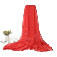 Khăn Lụa Màu Đỏ lớn màu trơn khăn voan Khăn Choàng Khăn gạc đa năng chống nắng khăn đi biển dễ phối đồ