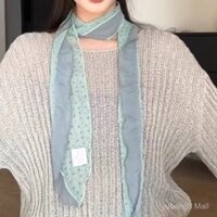 Khăn Lụa Màu Xanh lá cây Matcha Zhisen bạc hà khăn quàng cổ cao cấp Hàn Quốc mỏng mùa hè Phụ KiệN Cổ