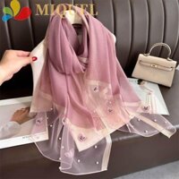 Khăn lụa MIQUEL, Khăn thêu bướm mỏng, Thời trang quấn lớn Khăn choàng Hijab nữ sang trọng