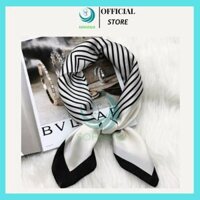 Khăn lụa quàng cổ áo sơ mi, công sở 70cm- Khăn bandana lụa vuông- Khăn choàng cổ size 70x70cm- CHỌN MẪU - Màu Trắng