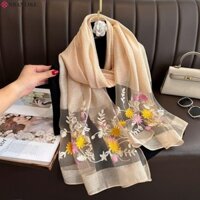 Khăn lụa sang trọng NBANLIKE, Khăn choàng Hijab thêu hoa cho nữ, Khăn quàng cổ ren lớn mềm mại thời trang quấn nữ