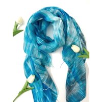 Khăn Lụa Tơ Tằm Palacesilk quàng cổ mùa đông màu xanh, kích thước 180cm*90cm