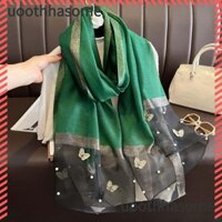 Khăn lụa UOOTHASHASOME, Khăn thêu bướm chống nắng hình bướm, Phụ nữ thêu mượt mà thoáng khí Hijab mùa xuân