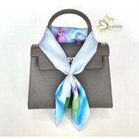 Khăn Lụa Vẽ Tay 3D Cao Cấp Cho Nữ SenSilk Hoa Lan 55x55cm,  Vietnamese Silk Scarf