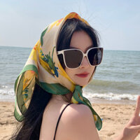 Khăn lụa vuông màu xanh KLV065 hot trend 70x70cm THYTHY STORE Khăn bandana choàng cổ nữ khăn quàng cổ đẹp mùa hè hKLV065