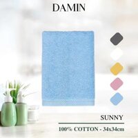 Khăn mặt Damin Sunny 100 bông cotton 34x34cm - Màu trắng