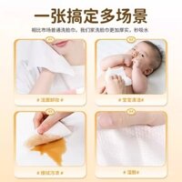 Khăn mặt lớn dày 100 tờ dùng một lần, dùng khô và ướt, gói 3, khăn mặt mềm và sạch cho gia đình