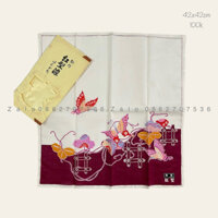 Khăn mùi xoa Nhật hoạ tiết nền trắng hồng 42x42cm