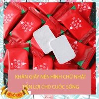 Khăn Nén,Khăn Giấy Nén Hình Chữ Nhật Dạng Viên Kẹo Hàn Quốc Đa Năng, Tiện Lợi - Túi 20 Viên
