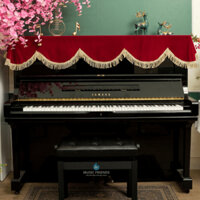 Khăn Phủ Đàn Piano cơ, Piano Điện - Khăn Nhung Đỏ Đô Tua 5cm