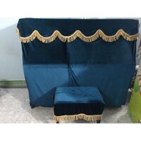 Khăn Phủ Đàn Piano Cơ Upright Trùm Quanh Đàn Vải Nhung Màu Xanh Cổ Vịt-TR001