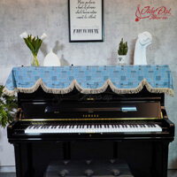 Khăn phủ đàn Piano xanh họa tiết hình chữ nhật KU-030