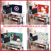 Khăn phủ máy tính để bàn , tấm che bụi màn hình bàn phím size 22, 24, 27, 32 inch