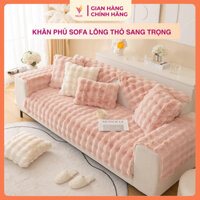 Khăn Phủ Sofa Lông Thỏ Sang Trọng, Thảm Phủ Sofa Decor Phòng Xinh Halan Sofa