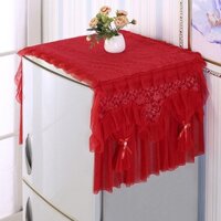 Khăn Phủ Tủ Lạnh / Máy Giặt Chống Bụi Phối Ren Màu Đỏ Tím Phong Cách Hàn Quốc