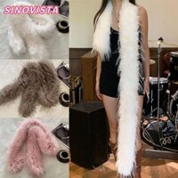 Khăn quàng cổ dài sang trọng SINOVISTA, Khăn choàng lông thỏ giả 180cm Y2K dành cho bé gái, Thời trang cho bữa tiệc ấm áp Dày lông tơ sang trọng Khăn choàng ngoài trời