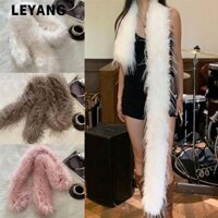 Khăn quàng cổ dài sang trọng LEYANG, Khăn quàng cổ nữ Y2K lông thỏ giả 180cm thời trang dành cho khăn choàng quấn sang trọng ấm áp dành cho nữ