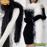 Khăn quàng cổ dài sang trọng ZOOMING, Khăn choàng lông thỏ giả dự tiệc Y2K dành cho bé gái, Thời trang ấm áp 180cm dày lông tơ sang trọng quấn khăn choàng ngoài trời