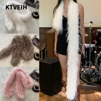 Khăn quàng cổ dài sang trọng KTVEIH, Khăn choàng lông thỏ giả 180cm Y2K cho bé gái, Tiệc thời trang dày lông tơ cho ấm áp sang trọng quấn khăn choàng ngoài trời