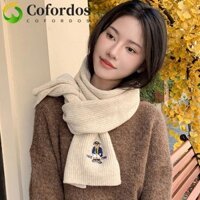 Khăn quàng cổ gấu thêu COFORDOS, Khăn quàng cổ dệt kim màu đỏ Cashmere, Khăn choàng len ấm áp hoạt hình dễ thương cổ điển dành cho sinh viên