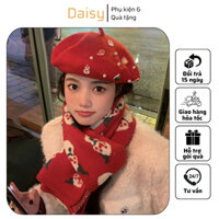 Khăn Quàng Cổ Giáng Sinh Unisex, Khăn Choàng Cổ Len Tone Đỏ Họa Tiết NOEL Dễ Thương Phong Cách Hàn Quốc - DAISY - LN035