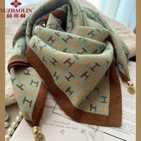 Khăn quàng cổ hình tam giác từ tính Yu Zhaolin cho phụ nữ, khăn lụa mới mùa thu đông, khăn vuông cổ cao cấp, giữ ấm cổ