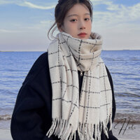 Khăn Quàng Cổ Len Caro Unisex, Khăn Choàng Len Nam Nữ Size 65x200cm Phong Cách Hàn Quốc Hai Màu - HOTI - LN123