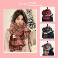 Khăn Quàng Cổ Len Cashmere Unisex, Khăn Choàng Len Sọc Caro Vuông Dập Viền Thời Trang Hàn Quốc - 65x190cm - Mã LN100