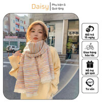 Khăn Quàng Cổ Len Nam Nữ, Khăn Len Unisex Họa Tiết Sọc Ngang Mùa Sắc Xinh Xắn Dễ Phối Đồ - DAISY - LN008