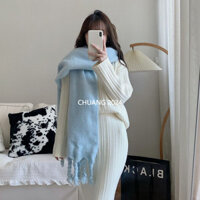 Khăn quàng cổ lớn sang trọng màu xanh cho bé Khăn quàng cổ dày mềm mại ấm áp