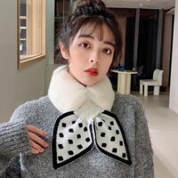 Khăn Quàng Cổ Lông Thỏ Buộc Nơ siêu xinh kèm ảnh , video thật - Khăn Trắng