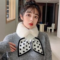 Khăn Quàng Cổ Lông Thỏ Buộc Nơ siêu xinh kèm ảnh , video thật - Khăn Trắng