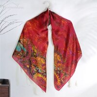 Khăn Quàng Cổ Lụa Hình Vuông In Họa Tiết Xinh Xắn 100x110cm (43inch) WJ1014-111