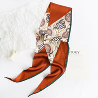 Khăn quàng cổ lụa mềm kiểu mới họa tiết hiện đại AKL100 - Đỏ gạch