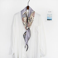 Khăn quàng cổ lụa mềm kiểu mới họa tiết hiện đại AKL100 - Tím nhạt