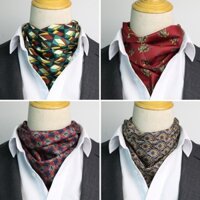 Khăn Quàng Cổ Lụa Mỏng In Họa Tiết Phong Cách Retro Nhật Hàn Cho Nam