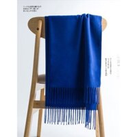 Khăn quàng cổ màu xanh Klein cho phụ nữ, mùa thu và đông, len giả cashmere lớn, khăn choàng mỏng màu xanh hoàng gia, màu xanh đá quý
