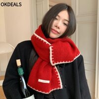 Khăn quàng cổ mùa đông OKDEALS, Khăn quấn cổ chống lạnh dày, Khăn quàng lông tơ màu tương phản màu sắc lớn