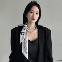 Khăn quàng cổ ngọc trai hình chữ nhật Retro Kiểu Pháp cho nữ