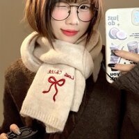 Khăn quàng cổ nơ cổ điển phong cách Nhật Bản mới ấm áp dệt kim mùa thu đông len đáng yêu nữ