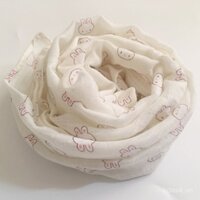 Khăn quàng cổ trẻ em kiểu dáng mỏng, cotton nguyên chất, thỏ nhỏ màu trắng, khăn ấm chống gió cho bé gái và bé trai ngoài trời