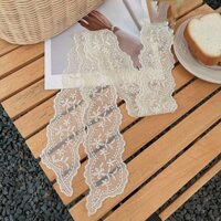 Khăn Quàng Cổ Vải Lụa Phối Ren Thêu Hoa Và Dây Ruy Băng Gợn Sóng mz Thương Hiệu Công Nghiệp Nặng Dành Cho Bạn Nữ