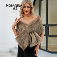 Khăn quàng lông giả MOBANINA, Khăn choàng sườn xám ấm áp lông thú giả rộng rãi, Khăn quấn Pashmina nhiều màu ấm áp thời trang hàng ngày