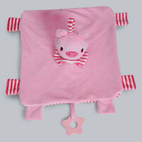 Khăn rối mặt heo kèm lục lạc, gặm nướu (Hồng)