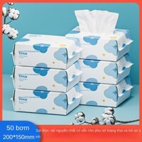 Khăn rửa mặt dày dùng một lần, khăn bông mềm 50 bơm kép khô và ướt, khăn rửa mặt thẩm mỹ viện có thể tháo rời họa tiết ngọc trai