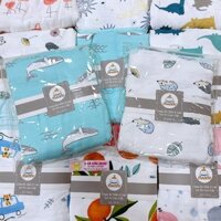 Khăn sợi tre 4 lớp Many cho bé sơ sinh hoạ tiết siêu mềm mịn 120cm,dùng làm khăn tắm, chăn đắp,khăn quấn bé