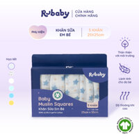 Khăn Sữa Em Bé Rubaby, Chất Liệu 100% Cotton Mềm Mại Thoáng Mát, Nâng Niu Bé, Set 5 Chiếc - Nhiều Họa Tiết
