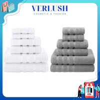 Khăn tắm American Soft Linen: Khăn tắm, Khăn lau tay, Khăn mặt, Màu trắng và xám bạc