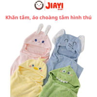 Khăn tắm, áo choàng tắm hình động vật dễ thương, dày mềm thấm hút tốt kèm mũ trùm đầu cho bé