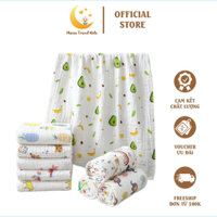Khăn tắm, chăn đắp xô nhăn cho bé sơ sinh có viền 6 lớp KT : 120cm x 120cm